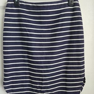 LOFT Navy and White Striped Pencil Skirt